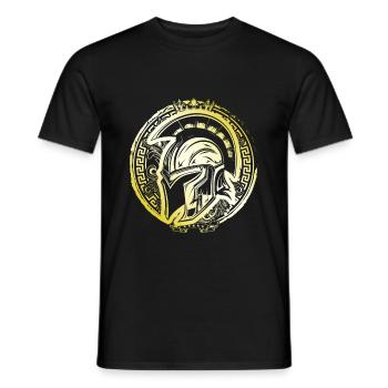Spartaner Helm Krieger Gladiator Gold - Männer T-Shirt - Schwarz - Vorne - AI Model Male 178 light (178cm)