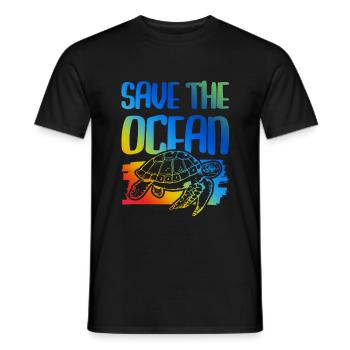 Sauvez la tortue de l’océan - T-shirt homme - noir - Devant - AI Model Male 178 light (178cm)