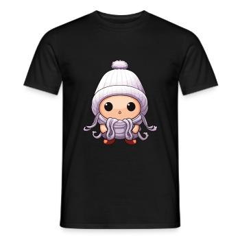 Octopus Winter Octopus Comic Cute - Men's T-Shirt - black - Front - AI Model Male 178 light (178cm)