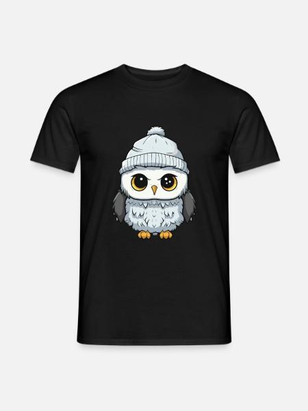 Eule Winter Comic Niedlich - Männer T-Shirt - Schwarz