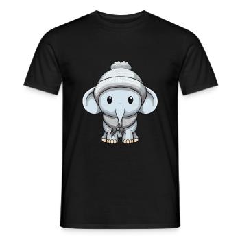 Elefant Winter Comic Niedlich - Männer T-Shirt - Schwarz - Vorne - AI Model Male 178 light (178cm)