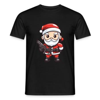 Santa Claus Gun Santa Christmas - Men's T-Shirt - black - Front - AI Model Male 178 light (178cm)