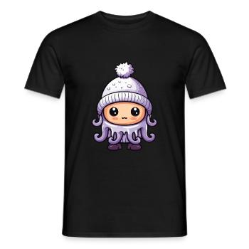 Octopus Winter Animal Cute Comic - Men's T-Shirt - black - Front - AI Model Male 178 light (178cm)