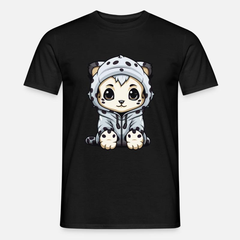 Schneeleopard Winter leopard Tier - Männer T-Shirt - Schwarz