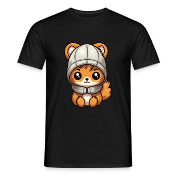Squirrel Winter Animal Cute Comic - Men's T-Shirt - black - Front - AI Model Male 178 light (178cm)