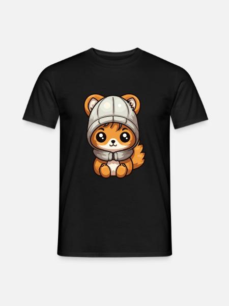 Squirrel Winter Animal Cute Comic - Men's T-Shirt - black