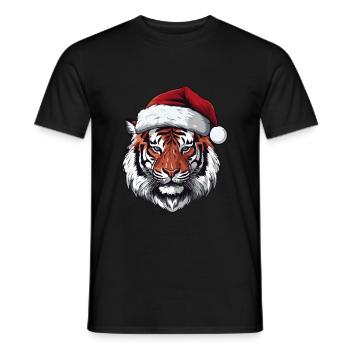 Tiger Kopf Weihnachten Xmas - Männer T-Shirt - Schwarz - Vorne - AI Model Male 178 light (178cm)