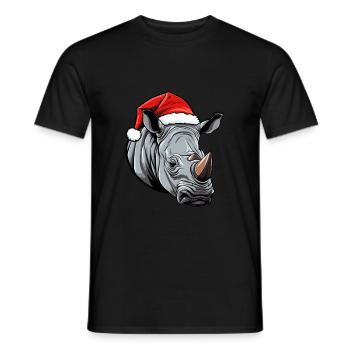 Rhinoceros Head Christmas Xmas - Men's T-Shirt - black - Front - AI Model Male 178 light (178cm)