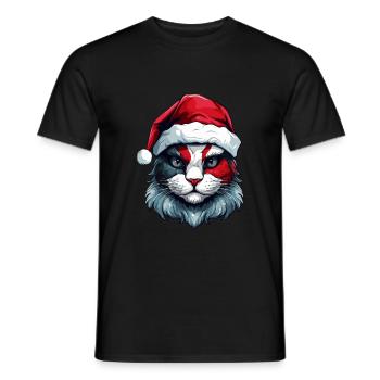 Katze Kopf Weihnachten Xmas Porträt - Männer T-Shirt - Schwarz - Vorne - AI Model Male 178 light (178cm)
