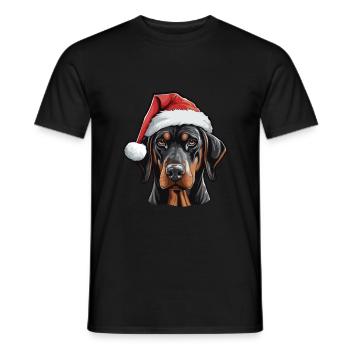 Doberman Dog Head Christmas Xmas - Men's T-Shirt - black - Front - AI Model Male 178 light (178cm)