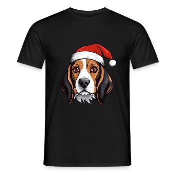 Beagle Dog Head Christmas Xmas - Men's T-Shirt - black - Front - AI Model Male 178 light (178cm)