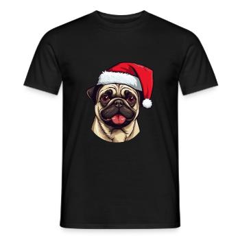 Pug Hund Mops Weihnachten Kopf - Männer T-Shirt - Schwarz - Vorne - AI Model Male 178 light (178cm)