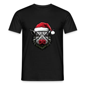 Tête d’animal de Noël de sanglier - T-shirt homme - noir - Devant - AI Model Male 178 light (178cm)