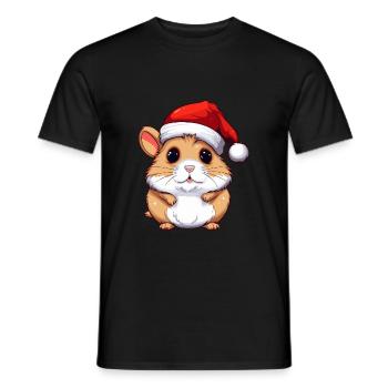 Hamster Christmas Animal Head - Men's T-Shirt - black - Front - AI Model Male 178 light (178cm)