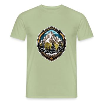 Mountains Alps Symbol Coat of Arms - Men's T-Shirt - sage - Front - AI Model Male 178 light (178cm)