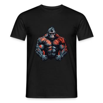 Gorilla Beast Bodybuilding Muskeln Gym - Männer T-Shirt - Schwarz - Vorne - AI Model Male 178 light (178cm)