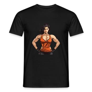 Woman Muscles Fbb Bodybuilding Girl Fitness - Men's T-Shirt - black - Front - AI Model Male 178 light (178cm)