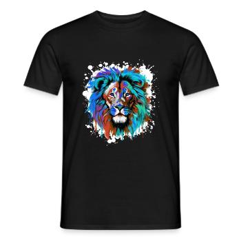 Lion Head Portrait Colorful - Men's T-Shirt - black - Front - AI Model Male 178 light (178cm)