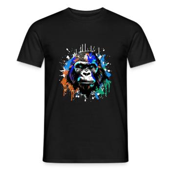 Gorilla Head Portrait Colorful - Men's T-Shirt - black - Front - AI Model Male 178 light (178cm)