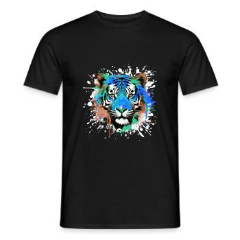 Tiger Head Portrait Colorful - Men's T-Shirt - black - Front - AI Model Male 178 light (178cm)
