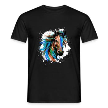 Horse Head Portrait Colorful - Men's T-Shirt - black - Front - AI Model Male 178 light (178cm)