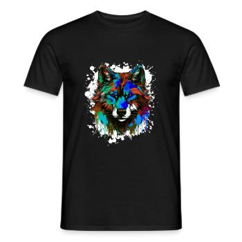 Portrait De Tête De Loup Coloré - T-shirt homme - noir - Devant - AI Model Male 178 light (178cm)