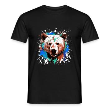 Polar Bear Head Portrait Animal Polar Bear Colorful - Men's T-Shirt - black - Front - AI Model Male 178 light (178cm)