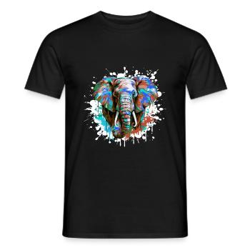 Elephant Head Portrait Colorful - Men's T-Shirt - black - Front - AI Model Male 178 light (178cm)