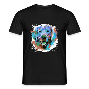 Golden Retriever Dog Head Portrait Colorful - Men's T-Shirt - black - Front - AI Model Male 178 light (178cm)