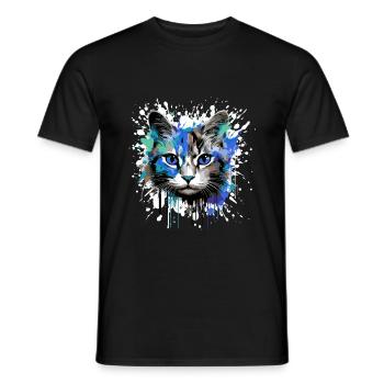 Katze Symbol Kopf Porträt Bunt - Männer T-Shirt - Schwarz - Vorne - AI Model Male 178 light (178cm)