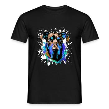 Doberman Dog Head Portrait Colorful - Men's T-Shirt - black - Front - AI Model Male 178 light (178cm)