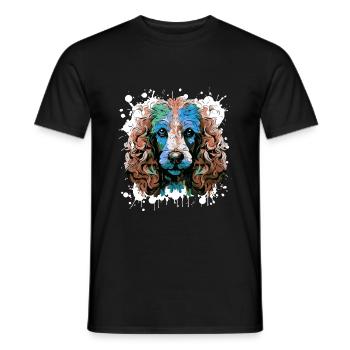 Pudel Hund Kopf Porträt Bunt - Männer T-Shirt - Schwarz - Vorne - AI Model Male 178 light (178cm)