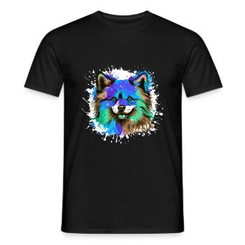 Pomeranian Dog Head Portrait Colorful - Men's T-Shirt - black - Front - AI Model Male 178 light (178cm)