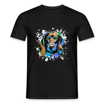 Dachshund Hund Kopf Porträt Dackel Bunt - Männer T-Shirt - Schwarz - Vorne - AI Model Male 178 light (178cm)