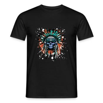 Apache Crâne Indien Coloré - T-shirt homme - noir - Devant - AI Model Male 178 light (178cm)