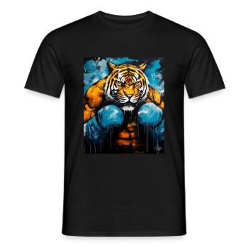 Combattant de boxeur tigre - T-shirt homme - noir - Devant - AI Model Male 178 light (178cm)