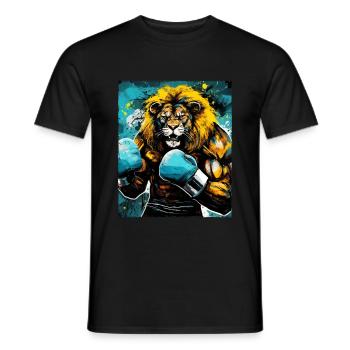 Combattant de boxeur lion - T-shirt homme - noir - Devant - AI Model Male 178 light (178cm)