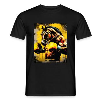 Pferd Boxer Kämpfer - Männer T-Shirt - Schwarz - Vorne - AI Model Male 178 light (178cm)