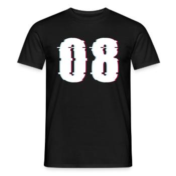 Acht 8 Zahl 08 Effekt Verzerrt Nummer - Männer T-Shirt - Schwarz - Vorne - AI Model Male 178 light (178cm)