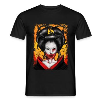 Zombie geisha horreur homme femme sang effrayant - T-shirt homme - noir - Devant - AI Model Male 178 light (178cm)