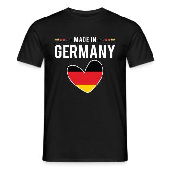 Fabriqué en Allemagne, Cœur drapeau allemand, Hommes Femmes Enfants - T-shirt homme - noir - Devant - AI Model Male 178 light (178cm)