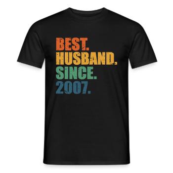 Meilleur mari depuis 2007, cadeau d’anniversaire de 16 ans - T-shirt homme - noir - Devant - AI Model Male 178 light (178cm)