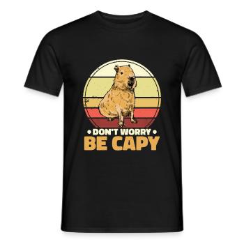 Don't Worry Be Capy - Männer T-Shirt - Schwarz - Vorne - AI Model Male 178 light (178cm)