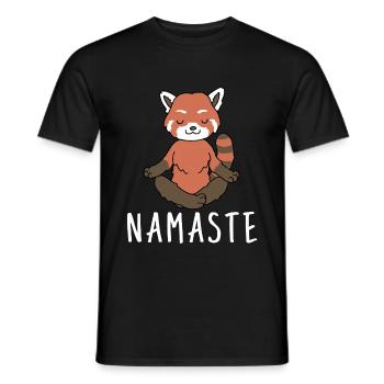Yogi Namaste cadeau méditation yoga panda rouge - T-shirt homme - noir - Devant - AI Model Male 178 light (178cm)