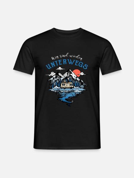 Unterwegs Camping Wohnmobil Reise Camper Geschenk - Männer T-Shirt - Schwarz