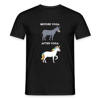 Yoga Funny Before Yoga After Yoga Donkey Unicorn - Men's T-Shirt - black - Front - AI Model Male 178 light (178cm)