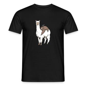 Alpaka Lustiges Alpaka Faultier Faulenzer Geschenk - Männer T-Shirt - Schwarz - Vorne - AI Model Male 178 light (178cm)
