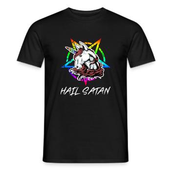 Einhorn Lustiges Hail Satan Unicorn Geschenk - Männer T-Shirt - Schwarz - Vorne - AI Model Male 178 light (178cm)