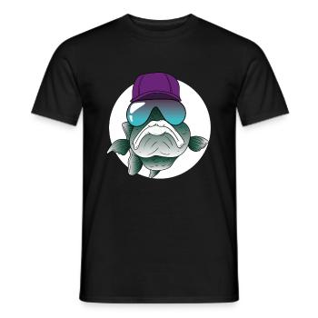 Poisson cool avec lunettes de soleil et cap - T-shirt homme - noir - Devant - AI Model Male 178 light (178cm)