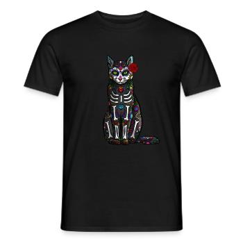 Sugar Skull Skull Zombie Mexico Calavera Cat - Men's T-Shirt - black - Front - AI Model Male 178 light (178cm)